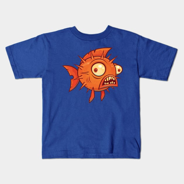 pufferfish Kids T-Shirt by hongtrashop